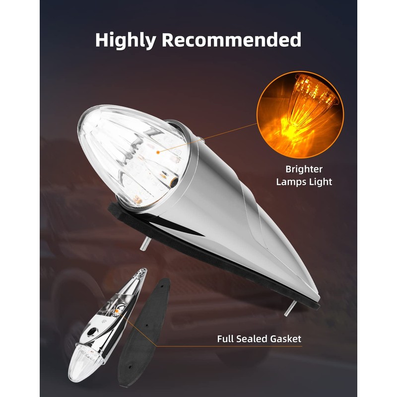 LBRST 17 LED Torpedo Cab Lights Chrome Clear LED Top