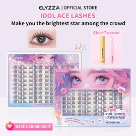 ELYZZA Idol Lash Extension Kit 10-12mm C+ Curl Eyelash Clusters Faux Mink Lash Clusters Extensions With Tweezers & Glue For DIY Individual Lashes at Home - Specification: Single Box