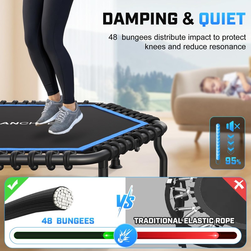 ANCHEER 50" Rebounder Trampoline for Adults with Adjustable Bar, 550