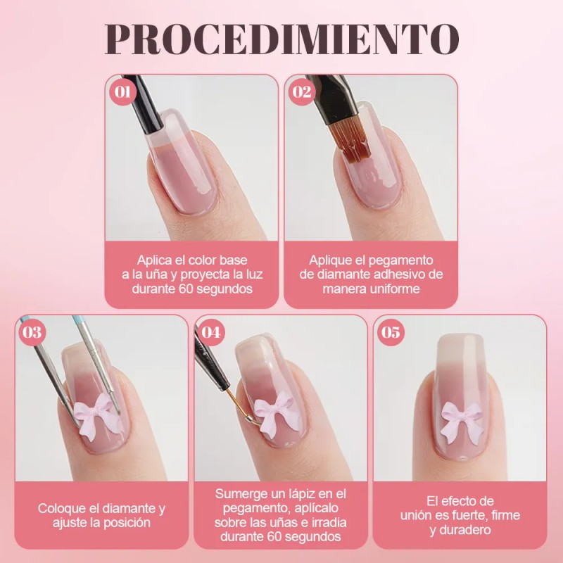Decoracion De Uñas Acrílica 3d Lazo Flores Uñas Arte Diy