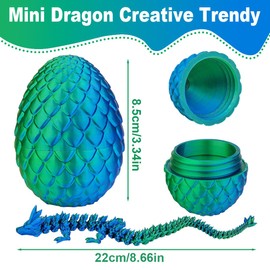 GJKLO Dragon Cuddly Toy, Winged Dragon in Surprise Egg, Funny Adult, 3D Printed Fantasy Dragon, Ideal for Christmas, Easter, Birthdays, Holiday Decoration (Green), Green, L