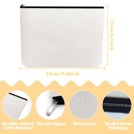 2PCS Christmas Gift Cosmetic Bags for Women Plain Makeup Pouch DIY Craft Zipper Pouch Cosmetic Bag with Zipper Blank Makeup Pouch Travel Makeup Bag with Zipper for Birthday Gift (Light Blue & Beige)