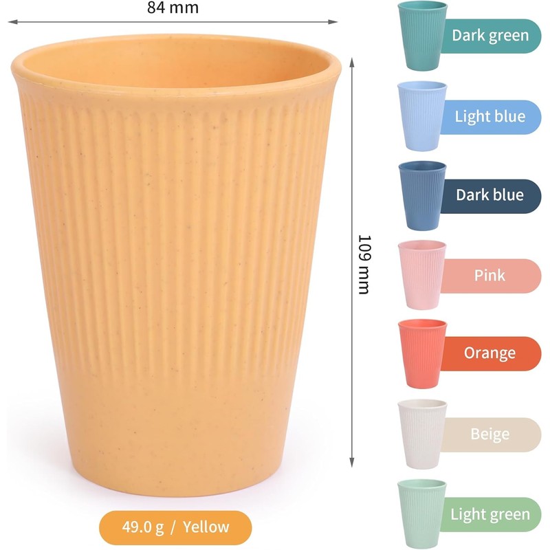 8 Pcs Unbreakable Drinking Cups, 350 ML Reusable Cup for