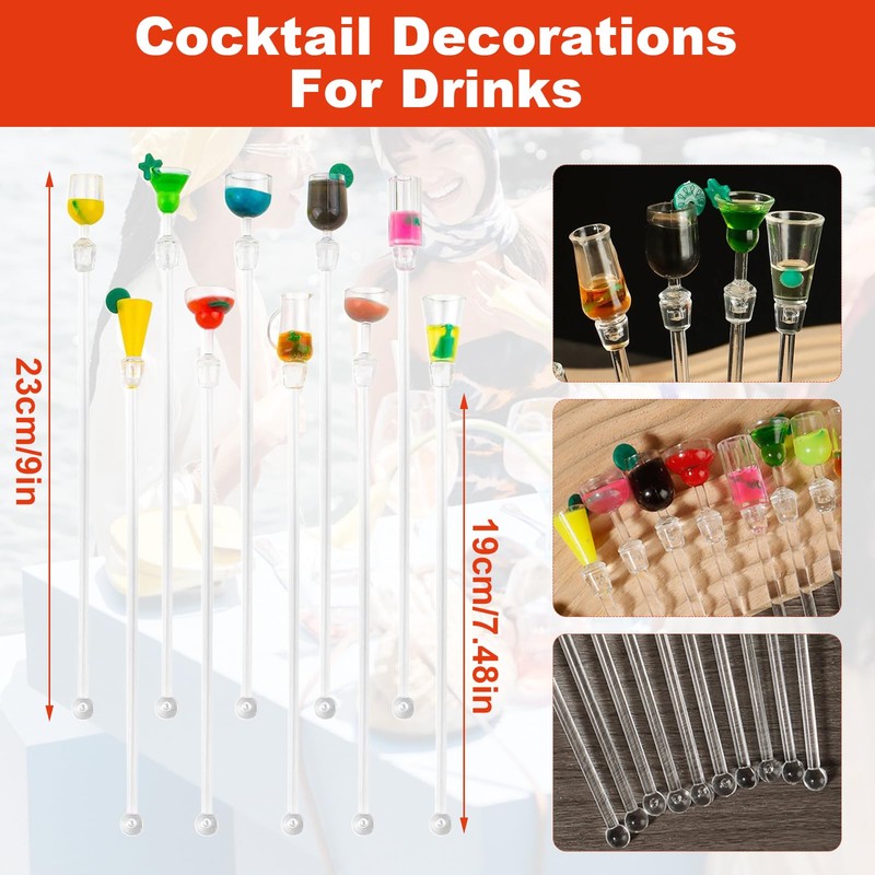 TAGMEIU 10 Pcs Cocktail Stirrers Drink Stirrers Swizzle Sticks