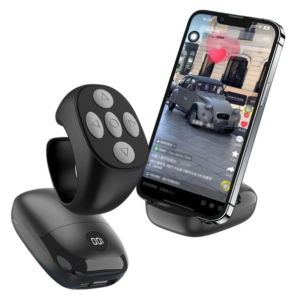 Tiktok Scroll Ring Mobile Phone Stand Bluetooth Ring Remote Control