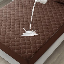 Waterproof Mattress Protector - Full Size Mattress Pad Silent & Fitted Sheet Style | Bed Protection for Kids, Pets, Adults | Hypoallergenic, Machine Washable (Chocolate, Full)