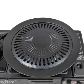 Grill Plate Attachment for Gas Stove Round 32 cm Non-Stick Grill Pan for Camping Stove Grill Mat for BBQ, Camping and Gas Grill, Camping Stove Accessories, Grill Tray