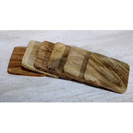 StonKraft Square Wooden Coasters for Tea & Coffee – Handmade Set of 6 | Handicraft Tabletop Decorative Coasters for Office, Home, Bar