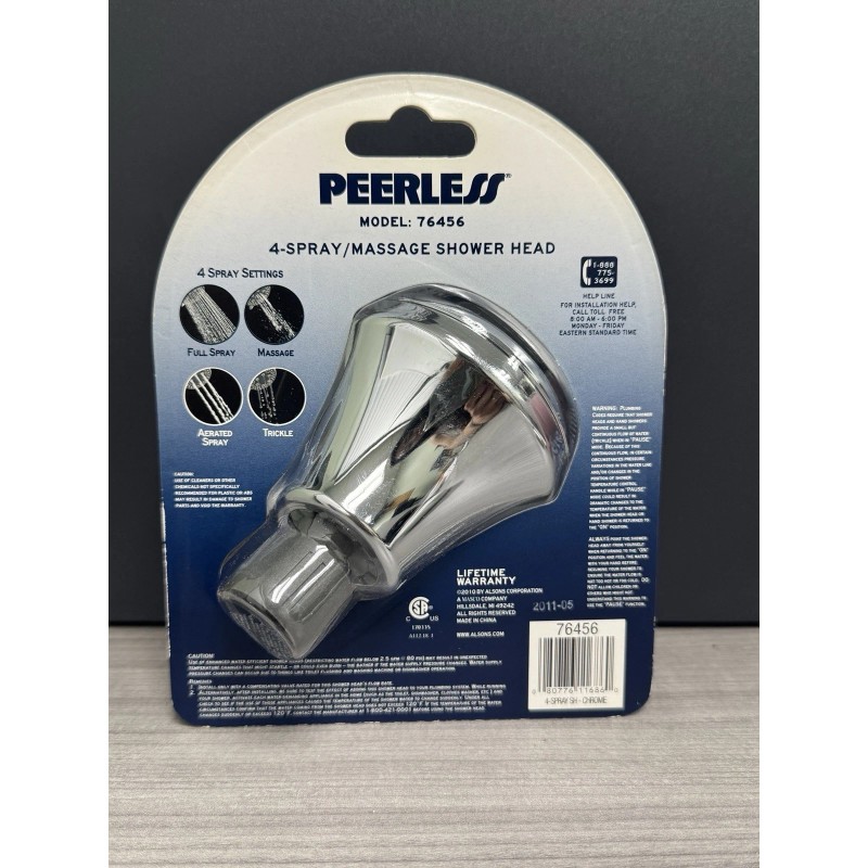 Peerless 4 Spray Massage Shower Head Pause Function Chrome Finish