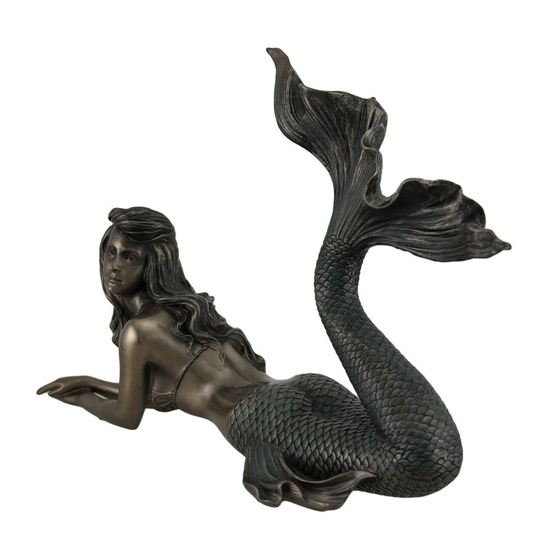 Veronese Design 7 5/8" Tall Mermaid Lying Down Statue Nautical