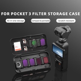 Portable Magnetic Storage Case for DJI Osmo Pocket 3 Lens Filter, Camera Lens Filter Case, Camera Accessories Organizer Travel Case Can Store 7 Pocket 3 Lens Filter, SD, TF Card