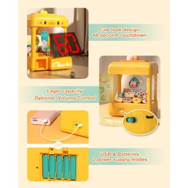 cxjoigxi Large Claw Machine for Kids Adults with Prizes, Adjustable Sound & Light, Mini Vending Machine for Girls Boys, Electronic Arcade Crane Game, Candy Dispenser Toy for Party Birthday Gifts, Duck