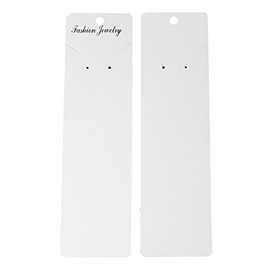 Paper Jewelry Earrings Ear Studs Necklace Display Cards Rectangle White, Extra Long 21cm(8 2/8) x 5.5cm(2 1/8), 50 PCs