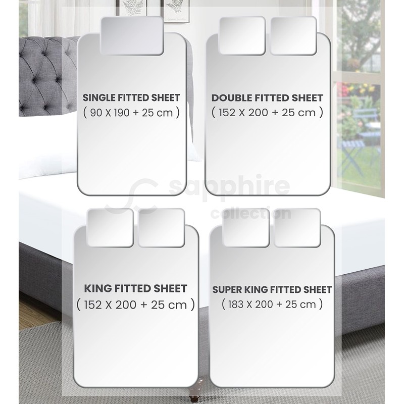 Sapphire collection 200 Thread Count 100% Egyptian Cotton Fitted Sheet