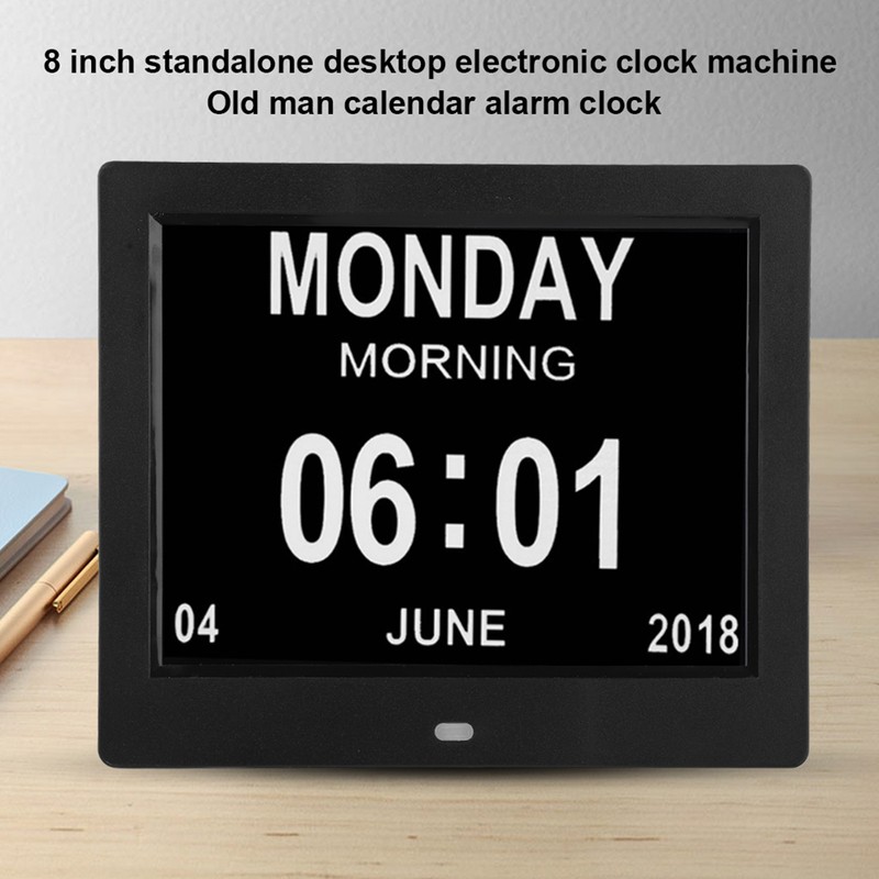XCLT-808 8 Inch Desktop Electronic Clock Calendar Alarm Digital Photo
