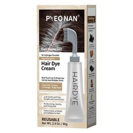 PYEONAN Hair Dye Comb, Natural Extracts Healthy Hair Coloring, Black or Dark Brown Hair Root Touch-Up & Full Head Dye, Smoothing Hair Care Long Lasting Color Fragrant Hair Dyeing Cream - Color: Dark Brown (1pc)
