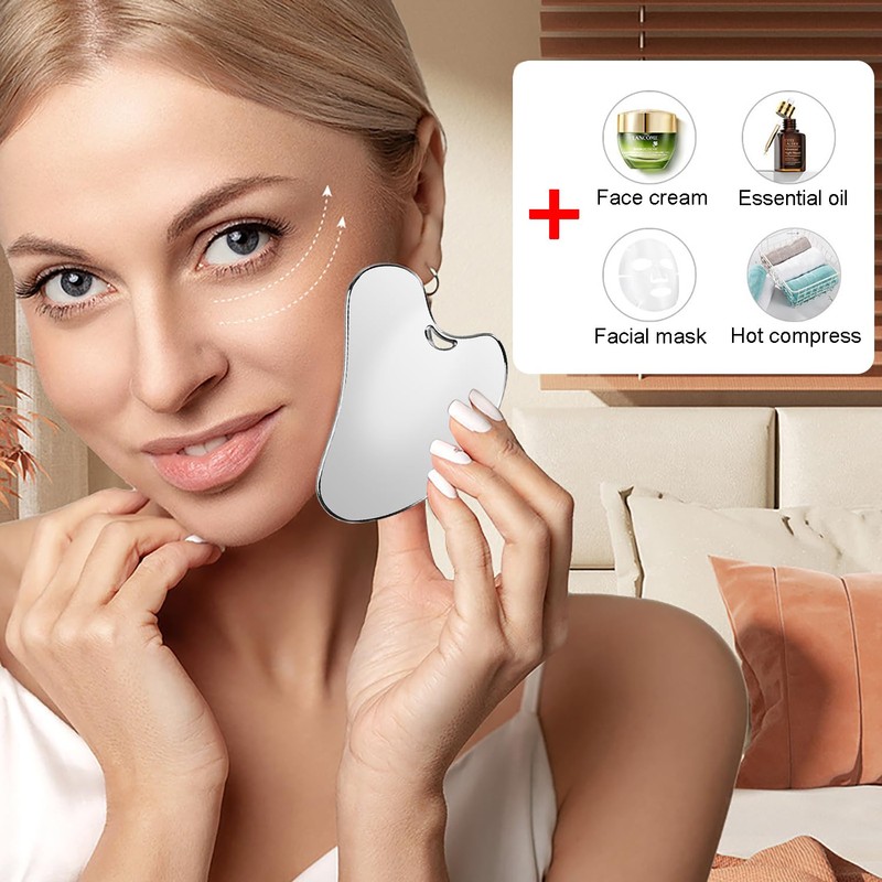 AQSQWQ Gua Sha Stone, Gua Sha Stainless Steel Heart Shape