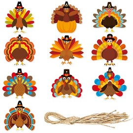 20Pack Thanksgiving Turkey Hanging Decorations, Cute Turkey Ceiling Hanging Streamers for Thanksgiving Party Decor，Double-Sided Printing