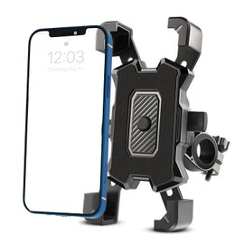 Bicycle Smartphone Holder, One-touch Fixed Type, 360 Degree Rotation, Vibration Proof, Fall Prevention, Angle Adjustment, One-handed Operation, Easy to Install and Remove, Strong Protection, Road Bike, Smartphone Holder, Compatible with 4.8 - 6.8 Inches, Various Models (Black)