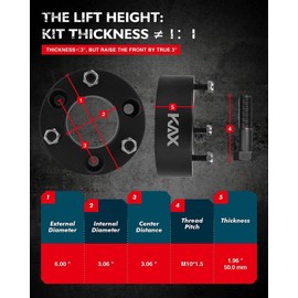 KAX 3" Front and 2" Rear Leveling Lift Kits Fit for 2007-2023 Silverado 1500, Sierra 1500, 3 inch Front and 2 inch Rear Leveling Kit