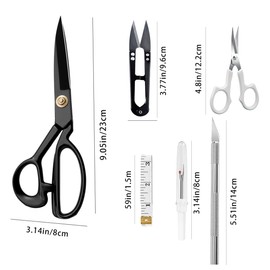 9 Inch Professional Tailor Fabric Heavy Duty Sharp Sewing Shears for Cutting Fabric Leather Home Artists Dressmakers Tailors Duty High Carbon Steel Blades Leather Cloth Paper Tailoring Altering