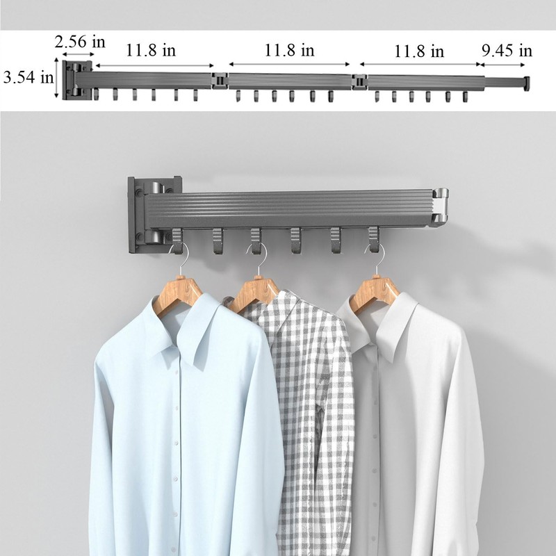 KLEVERISE Retractable Clothes Drying Rack, Wall Mounted Foldable Laundry Clothes