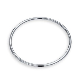 Set of Two Simple Stackable 3MM Smooth Polished Dome Rounded Edge .925 Sterling Silver Bangle Bracelet For Women Teens