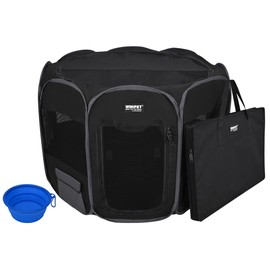 WINiPET 2-Door Folding Soft Pet Playpen (2 Year Warranty), Plus Carrying Bag and Food Grade Silicone Bowl, 10-Size and 12-Color Portable Dog Cat Playpen, Exercise Pen, Indoor & Outdoor Pet Home