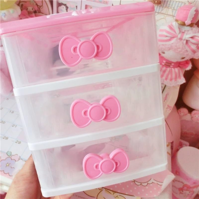 Lovely Girls Multi-layers Desktop Plastic Storage Box Cute Locker Decor