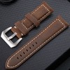 Fashion 24mm Genuine Leather Watch Strap Pin Buckle Wristwatch Band (Dark Brown)
