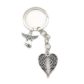 Guardian Angel Wings Keychain keyring- Heart Shaped