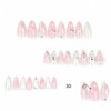 LBPEPAMZ 24Pcs Pink Press on Nails Medium Almond Fake Nails