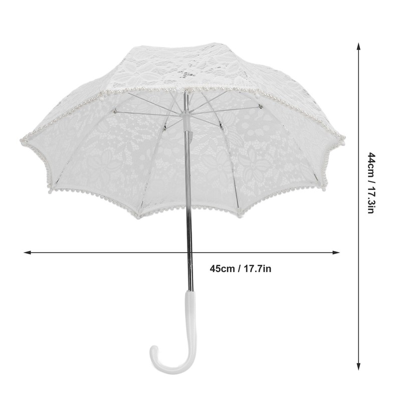Lace Wedding Umbrella Romantic Embroidery Flower Bridal Umbrella Ergonomic Handle