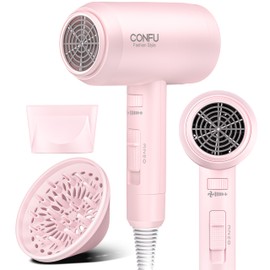 CONFU Hair Dryer with Diffuser, CONFU Hair Dryers for Women, Blow Dryers for Men, Hairdryer with Diffuser Attachment, Portable Lightweight Fast Drying Negative Ion Hairdryer for Home