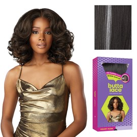 Sensationnel Butta Lace Wigs - Velvet Flow Unit Extra Wide 5 Inch Deep Parting Synthetic Preplucked Hairline Glueless Lacefront (BALAYAGEPLATINUM)