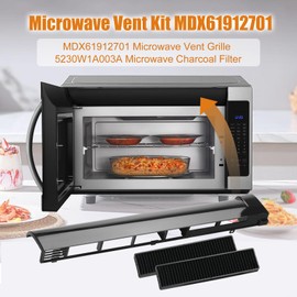 MDX61912701 Replacement Microwave Vent Grille Kit for LG AP5202555, 2119394, AH3535252, EA3535252, LMV2031ST, LMH2016ST, LMHM2237BD, LMHM2017SB Come with Microwave Filter 5230W1A003A(2PC)