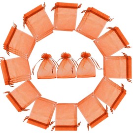 Creative Balloons Organza Bags Orange 7 x 9cm - 25 Pack Gift Bags for Wedding, Christmas Favors - Drawstring Jewelry Pouches for Candy, Small Gifts