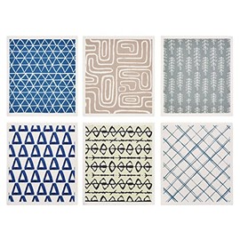 Set of 6 Kitchen Scandi Nordic Geometric Triangle Swedish Dishcloths Cleaning Cloths Strong Absorbent Quick Drying Dish Towels Reusable Cloths for Counter Wipes Art Deco (Scandi)