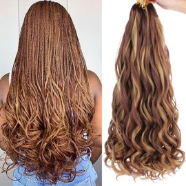 COOKOO 18 Inch French Curls Braiding Hair for Crochet Box Braids with Curly Ends 9 Packs Loose Curly Braids Extention Spanish Curly Crochet Hair Wavy Crochet Braids Hair Extensions 2733#