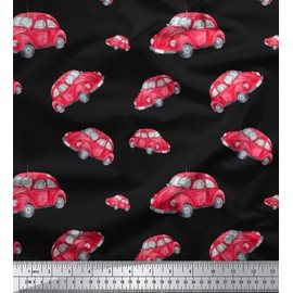 Soimoi Black Cotton Duck Fabric Car Transport Printed Craft Fabric BTY 42 Inch Wide