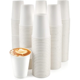 HOT BARGAINS, 100 X 7oz Single Wall Paper Cups for Hot & Cold Drinks Premium Disposable Coffee/Tea Paper Cups Perfect for Your Home, Café, Work, Parties or Outdoors.