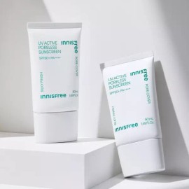 Innisfree [더블구성] 이니스프리 유브이 액티브 포어리스 선스크린 SPF50+ PA4+ 50ml, 2개 [Double Set] Innisfree UV Active Poreless Sunscreen SPF50+ PA4+ 50ml, 2pcs
