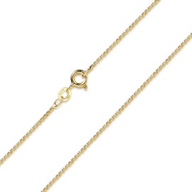 Materia K100 Venetian Chain Gold, Women's Necklace 925 Silver Gold-Plated, Gold Chain 1.2 mm for Women, Girls in Box, Gold-Plated Silver, gold