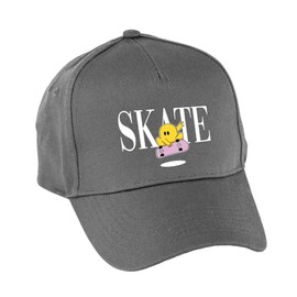 Hippowarehouse Skateboard Sunny Character Front Grab Premium Printed 5 Panel Baseball Cap hat OneSize Adults Grey