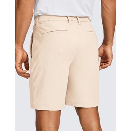 CRZ YOGA Pantalones Cortos de Golf para Hombre cómodos para Todo el día - 7 Pulgadas elásticos Ligeros Casuales de Trabajo Frente Plano Pantalones Cortos con Bolsillos Lino Crudo 34