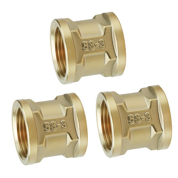 Shwdsy Messing Muffe G3/4 Zoll IG/IG, 3 Stück Wasserrohrverbindung, Messing