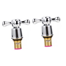 DOITOOL Cross Arm Faucet Handle Tap Head Replacement 2pcs Handle Faucet Stainless Steel Silver Plum Cross Faucet Tap