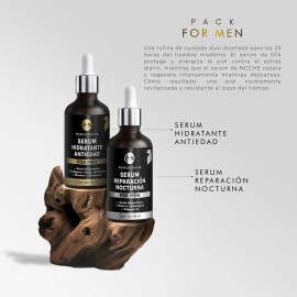 Paquete Sueros Cuidado Facial Hombre Serum Dia Y Noche 50ml Acido hialurnico, Retinol serums para rutina completa skincare masculino                  