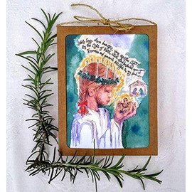 Catholic Christmas Cards with Prayer to Saint Lucy, Santa Lucia, Set of 8 with Envelopes, size A2