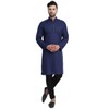 In-Sattva Men's Indian Banded Classic Collar Pure Cotton Long Kurta